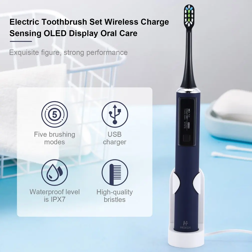 Electric Toothbrush Wireless Charge Sensing OLED Display IPX7 Waterproof Electric Toothbrush Set Oral Care
Electric Toothbrush Wireless Charge Sensing OLED Display IPX7 Waterproof Electric Toothbrush Set Oral Care