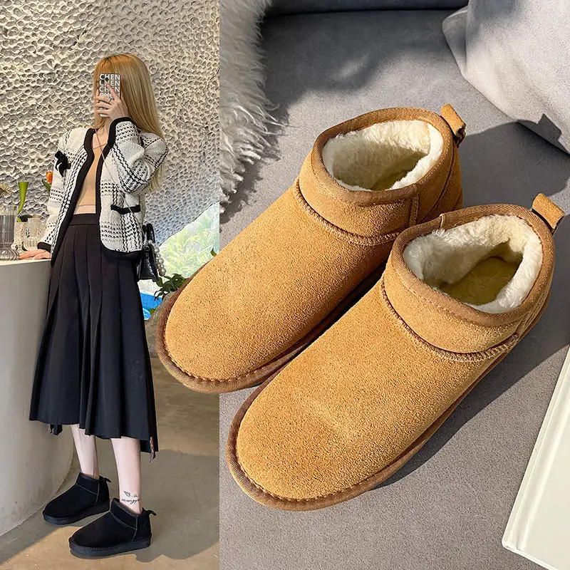 Women Ankle Boots Women's Boots Winter Classic Style Plush Warm Suede Flats Warterproof Women Snow Boots Fur Women Cotton Shoes
Women Ankle Boots Women's Boots Winter Classic Style Plush Warm Suede Flats Warterproof Women Snow Boots Fur Women Cotton Shoes