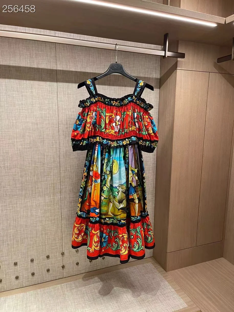 Fyion Midi Dress Spaghetti Straps High Quality Spring Women's Flowers Print Slash Neck Dress Elegant Runway Party Dress Vestidos
Fyion Midi Dress Spaghetti Straps High Quality Spring Women's Flowers Print Slash Neck Dress Elegant Runway Party Dress Vestidos