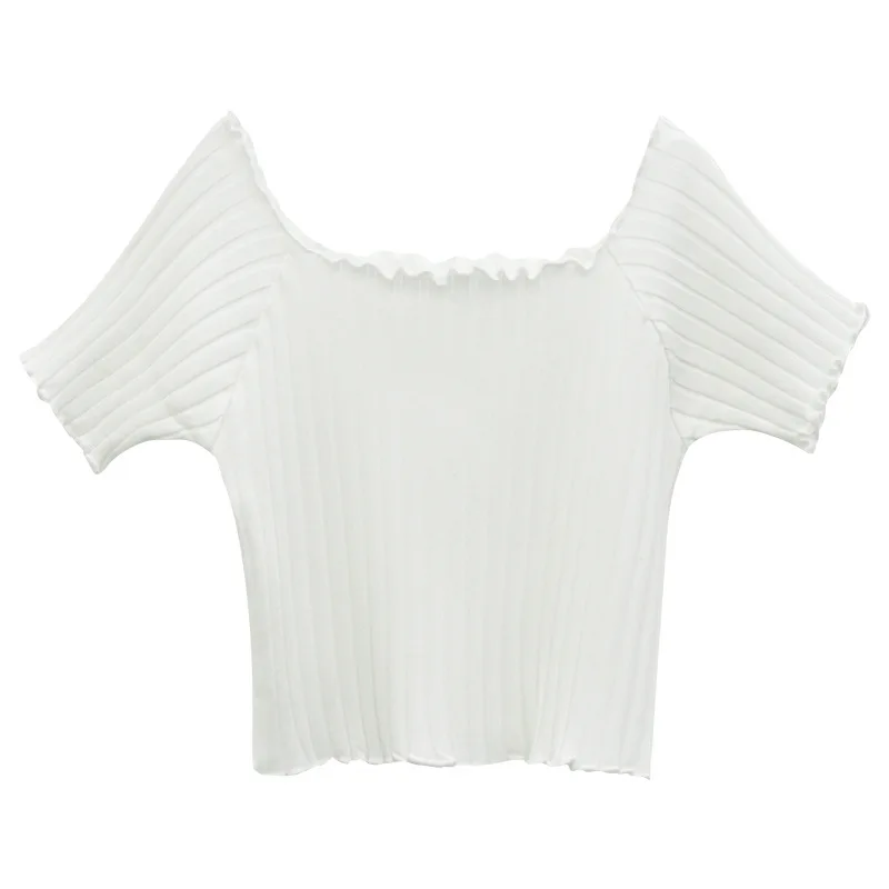 2021 Women T-shirts Off Shoulder Knitting Crop Tops Women Short Sleeve Stretchy Ruffles Hem T-shirts Stripes Tops For Women
2021 Women T-shirts Off Shoulder Knitting Crop Tops Women Short Sleeve Stretchy Ruffles Hem T-shirts Stripes Tops For Women