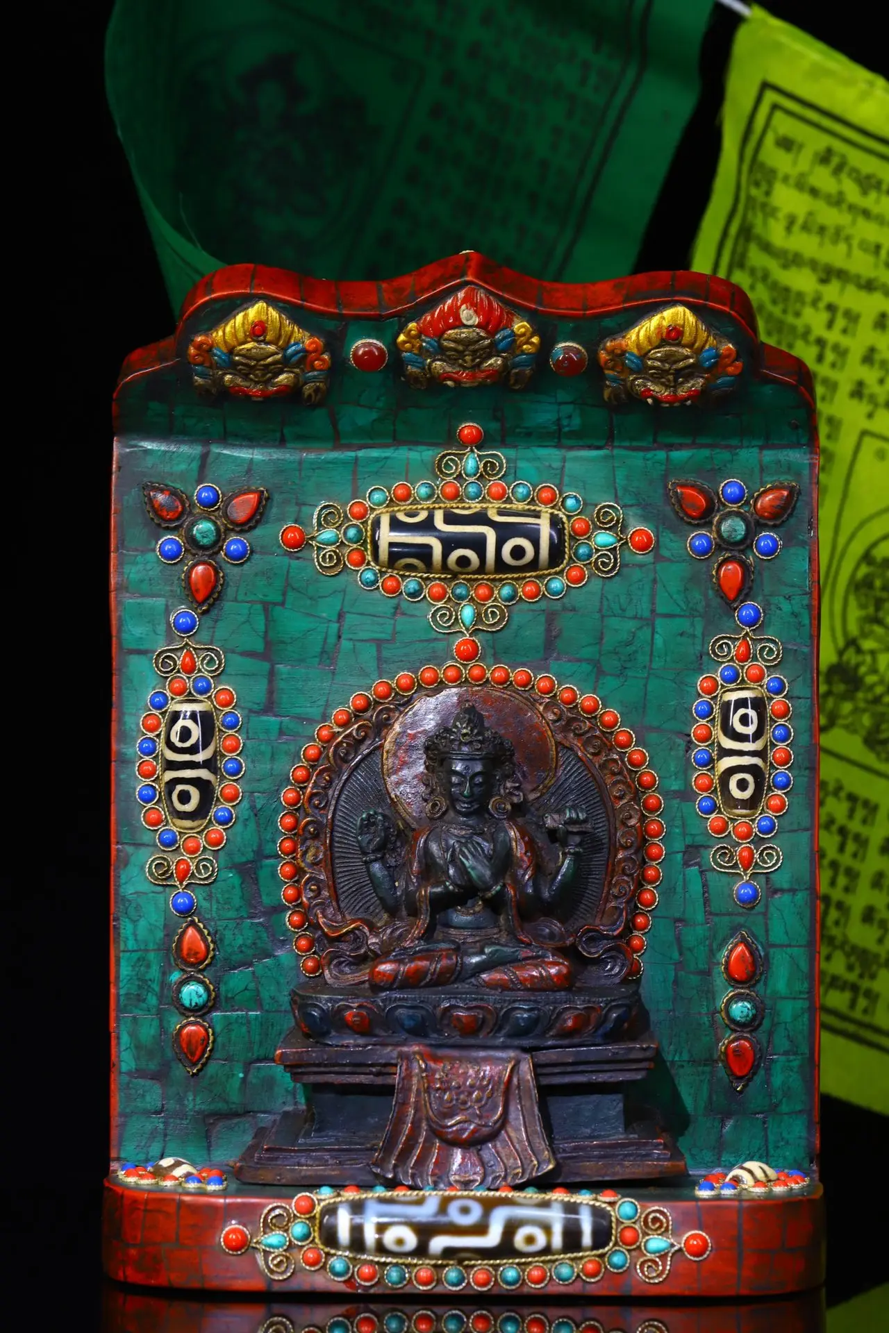 9"Tibetan Temple Collection Old Cha Cha Buddha mosaic Gem Dzi Bead Four-armed Guanyin Bodhisattva Buddha Terrace Buddhist altar
9"Tibetan Temple Collection Old Cha Cha Buddha mosaic Gem Dzi Bead Four-armed Guanyin Bodhisattva Buddha Terrace Buddhist altar
