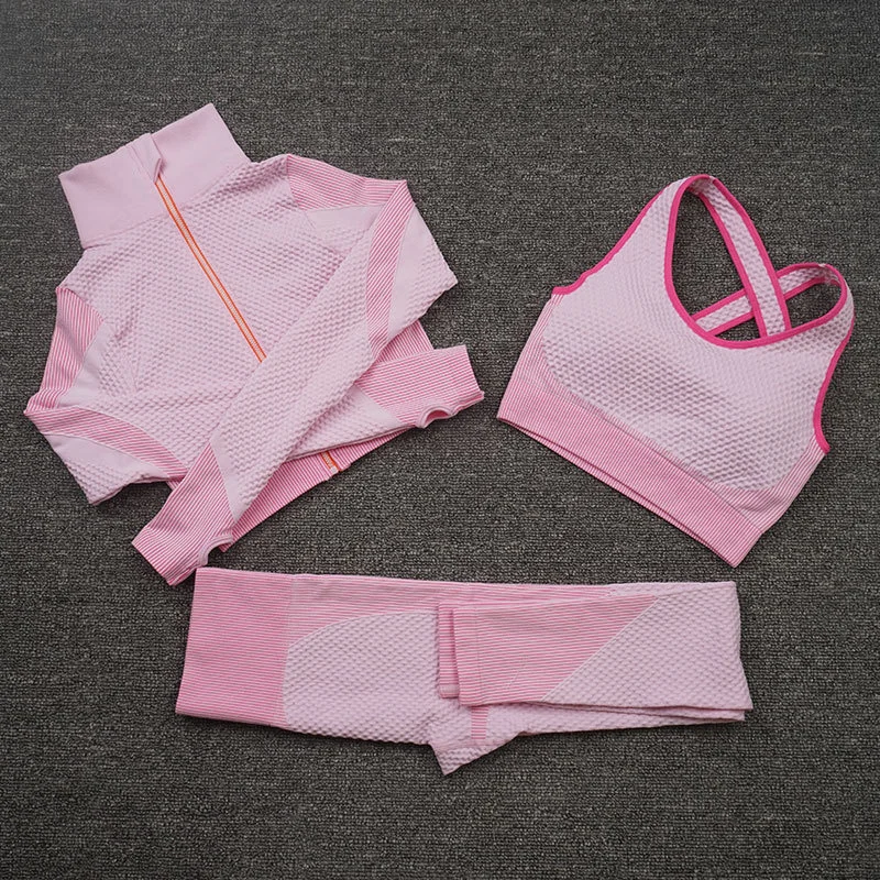 3 Pcs Women Yoga Sets Fitness Sport Wear Leggings High Support Bra Crop Top Workout Clothes Gym Seamless Yoga Suits Gym Clothes 
3 Pcs Women Yoga Sets Fitness Sport Wear Leggings High Support Bra Crop Top Workout Clothes Gym Seamless Yoga Suits Gym Clothes