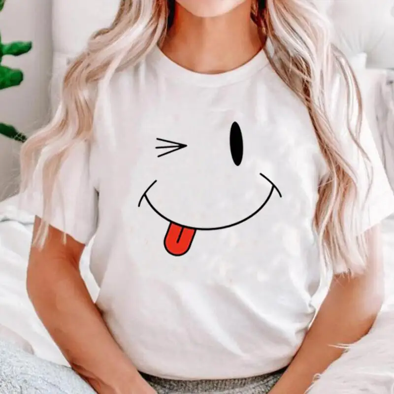 Модная футболка с принтом смайлика, женские топы, летняя хлопковая футболка с коротким рукавом, Женская Повседневная рубашка в стиле Харадз...
Модная футболка с принтом смайлика, женские топы, летняя хлопковая футболка с коротким рукавом, Женская Повседневная рубашка в стиле Харадз...