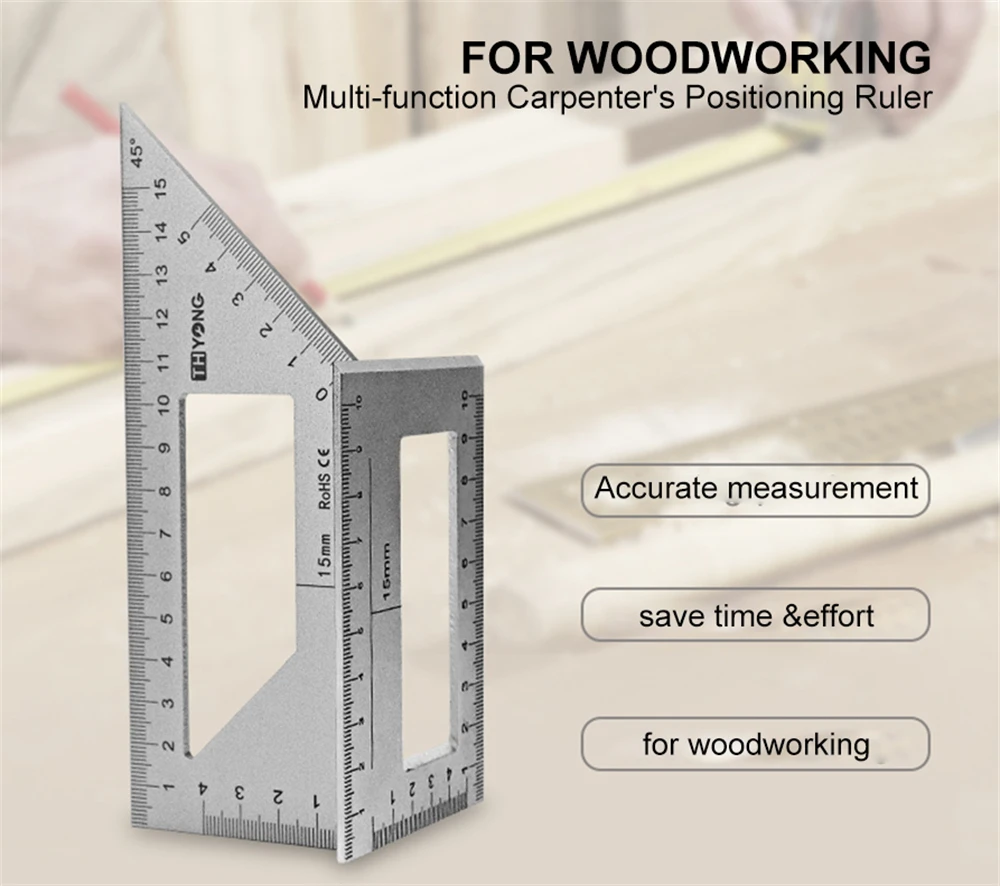 Aluminum Alloy Stainless Steel Multifunctional 45 + 90 Degree T-Shaped Wood Ruler, Matte Process, High Hardness
Aluminum Alloy Stainless Steel Multifunctional 45 + 90 Degree T-Shaped Wood Ruler, Matte Process, High Hardness