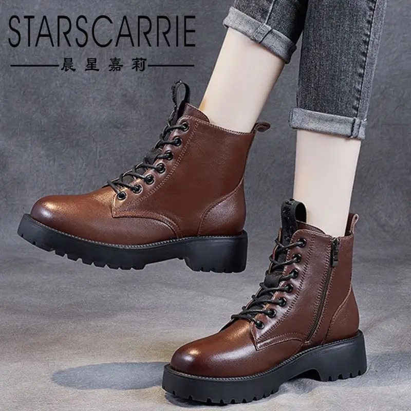 Leather riding boots women's spring and autumn single boots thick-soled 2021 new British style flat round retro short boots
Leather riding boots women's spring and autumn single boots thick-soled 2021 new British style flat round retro short boots