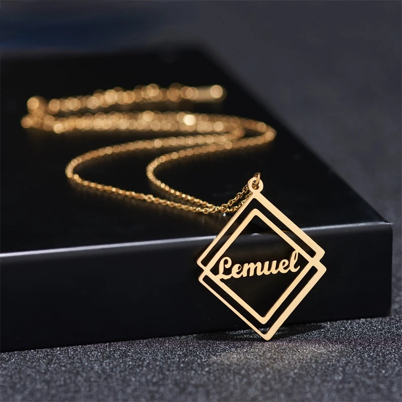 Fashion Simple Hip Hop Customized Name Necklaces Long Pendant Steel Necklace Creative Geometric Square Pendant Birthday Gifts
Fashion Simple Hip Hop Customized Name Necklaces Long Pendant Steel Necklace Creative Geometric Square Pendant Birthday Gifts