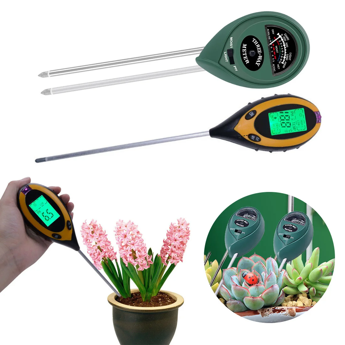 Soil pH Tester, 4 in 1 PH Light Moisture Acidity Tester Soil Temperature Tester Moisture Meter Plant Soil Tester Kit for Flowers
Soil pH Tester, 4 in 1 PH Light Moisture Acidity Tester Soil Temperature Tester Moisture Meter Plant Soil Tester Kit for Flowers