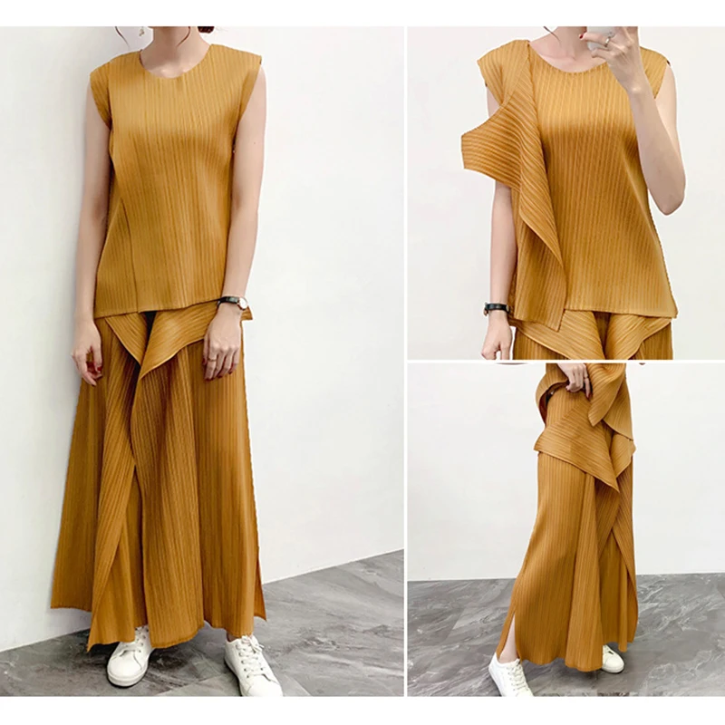 POPOLLE2021 Новый женский складной костюм из морских водорослей, необычный Топ, прямые брюки, костюм, высококачественный плиссированный модный к... 
POPOLLE2021 Новый женский складной костюм из морских водорослей, необычный Топ, прямые брюки, костюм, высококачественный плиссированный модный к...