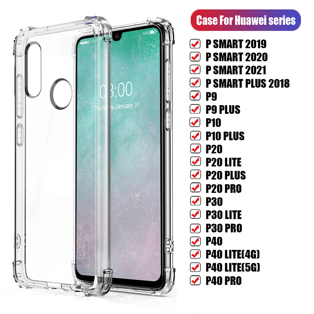 Luxury Shockproof Case For Huawei P30 P40 P20 Lite Pro P10 P9 Plus Case For Huawei P Smart 2019 2020 2021 Transparent Soft Cover
Luxury Shockproof Case For Huawei P30 P40 P20 Lite Pro P10 P9 Plus Case For Huawei P Smart 2019 2020 2021 Transparent Soft Cover