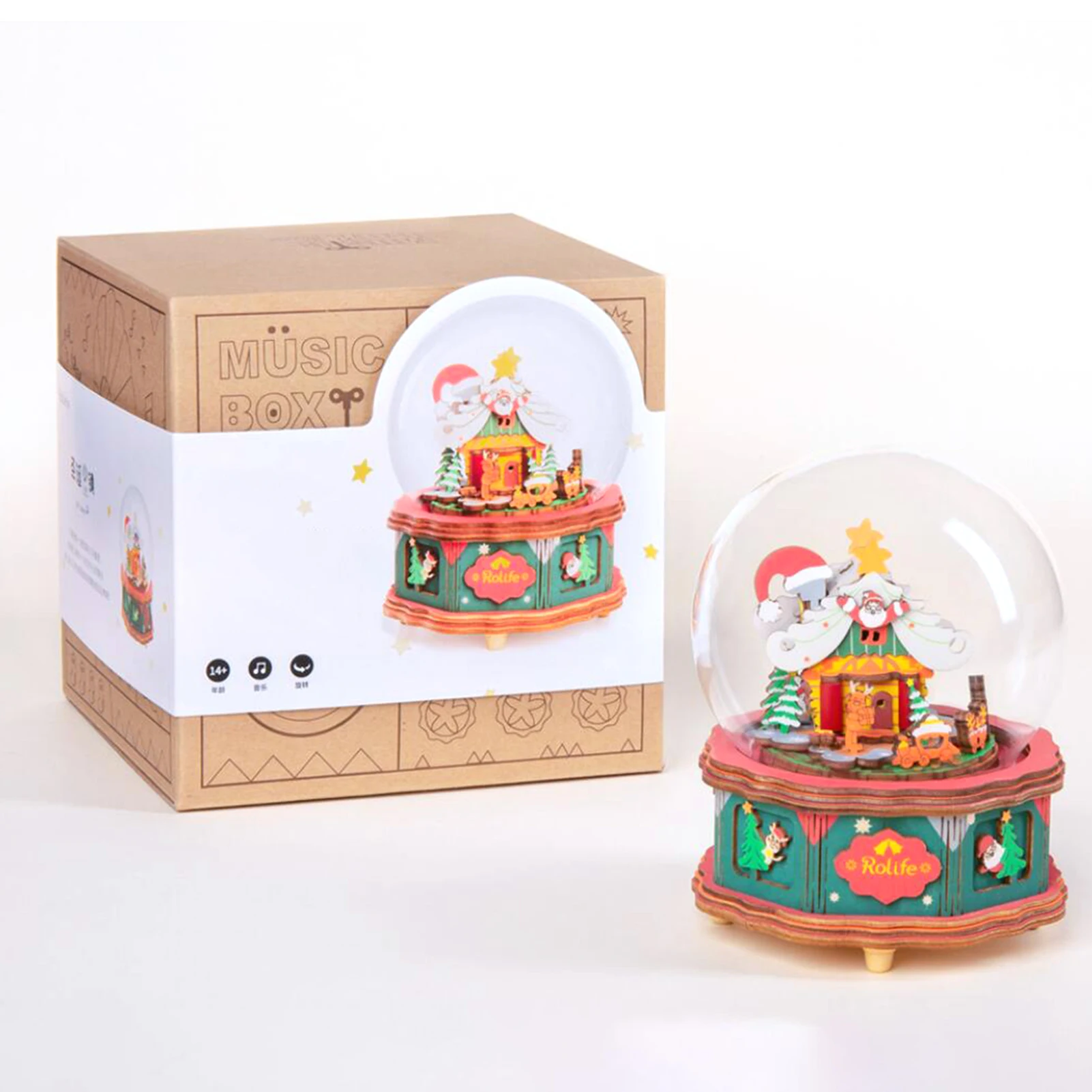 Rotating Wooden Music Box Handmade Assembly Christmas Town Santa Claus Crystal Ball Music Box Home Decor Christmas Birthday Gift 
Rotating Wooden Music Box Handmade Assembly Christmas Town Santa Claus Crystal Ball Music Box Home Decor Christmas Birthday Gift
