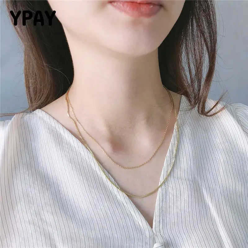 YPAY Pure 925 Sterling Silver Necklaces for Women Korea Gold Plated Double Layers Box Chain Necklace Fine Party Jewelry YMN168
YPAY Pure 925 Sterling Silver Necklaces for Women Korea Gold Plated Double Layers Box Chain Necklace Fine Party Jewelry YMN168