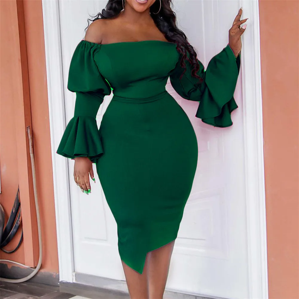Women's Dress 2022 New Trumpet Sleeves Off-shoulder Bodycon Fashion Autumn Spring Temperament Commute Solid Color Sexy Dresses
Women's Dress 2022 New Trumpet Sleeves Off-shoulder Bodycon Fashion Autumn Spring Temperament Commute Solid Color Sexy Dresses