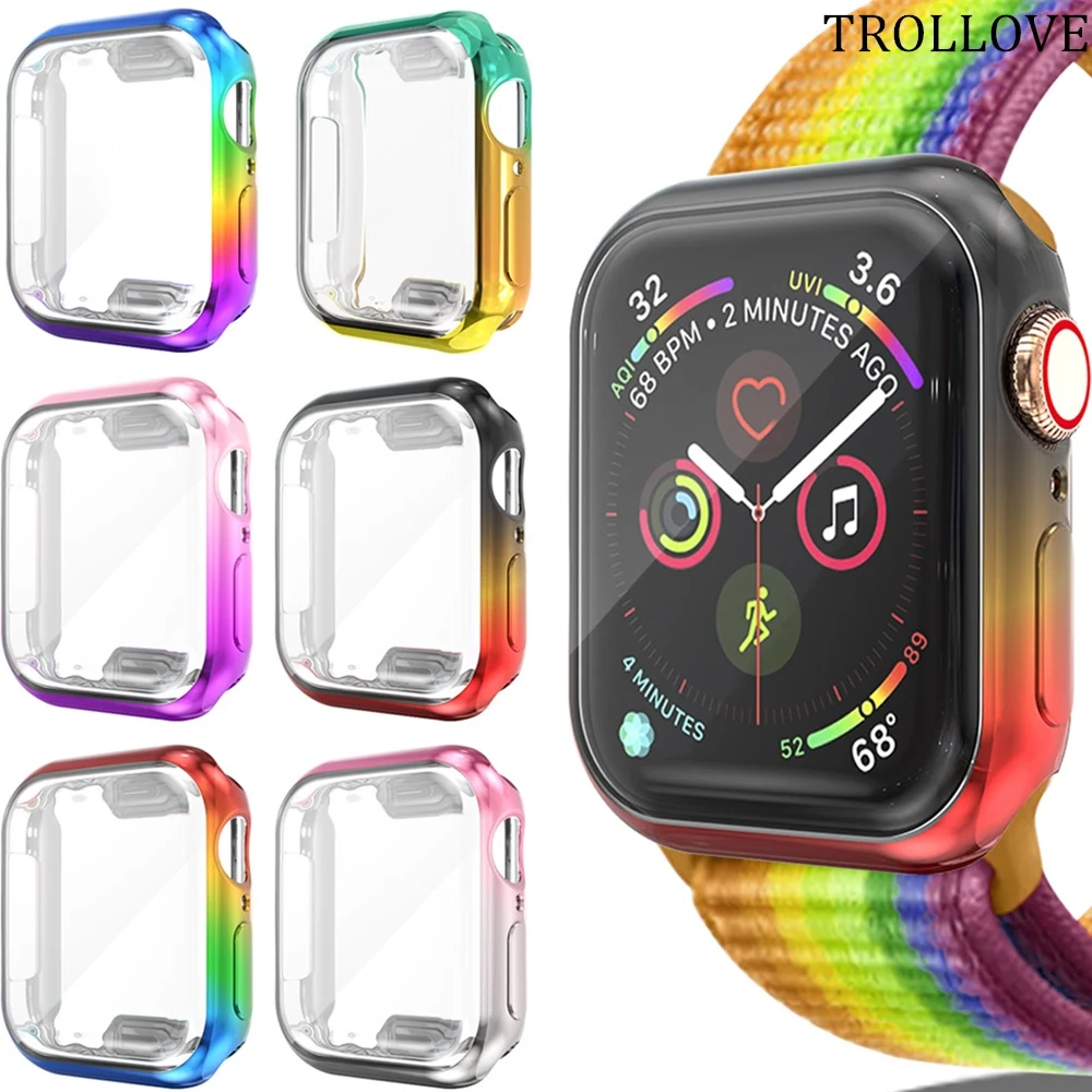 360 Тонкий чехол для часов Apple Watch 5 4 40 мм 44 мягкая разноцветная защитная пленка из