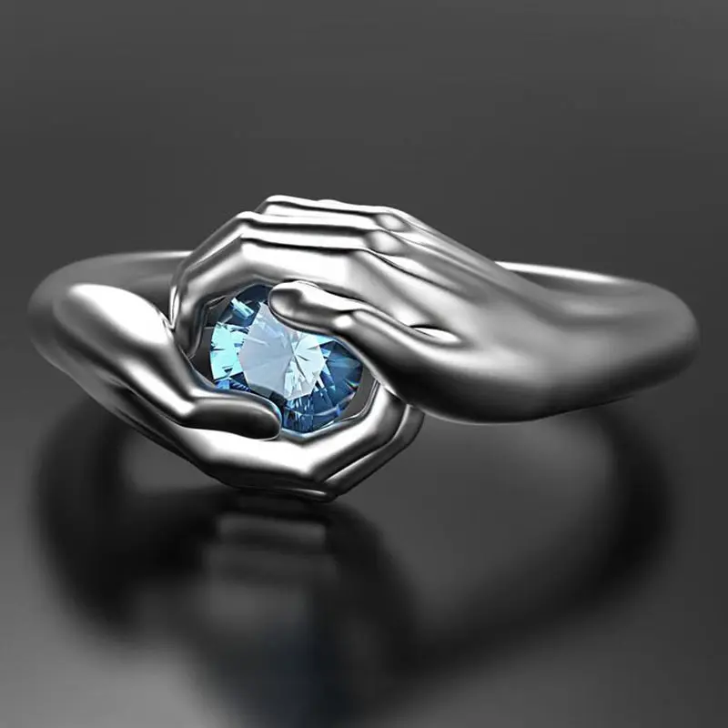 Vinatge Silver Color Wedding Ring Hip Hop Blue Zircon Engagement Ring Punk Male Female Hand Hug Adjustable Rings For Women Men
Vinatge Silver Color Wedding Ring Hip Hop Blue Zircon Engagement Ring Punk Male Female Hand Hug Adjustable Rings For Women Men