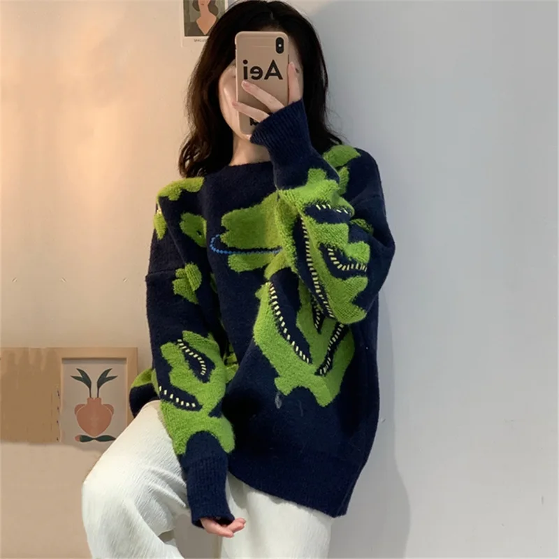 Oversized Sweater Women Vintage Striped Loose Green pattern Pullover Streetwear Autumn Knitted Sweater Women Winter Tops Jumper
Oversized Sweater Women Vintage Striped Loose Green pattern Pullover Streetwear Autumn Knitted Sweater Women Winter Tops Jumper