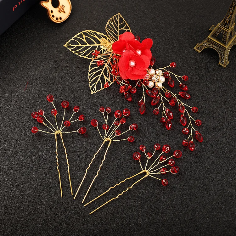 Le Liin Vintage New Hair Accessories Bridal Comb Alloy Leaf Headband Red Crystal 4Piece Set Hairpin with Crystal
Le Liin Vintage New Hair Accessories Bridal Comb Alloy Leaf Headband Red Crystal 4Piece Set Hairpin with Crystal