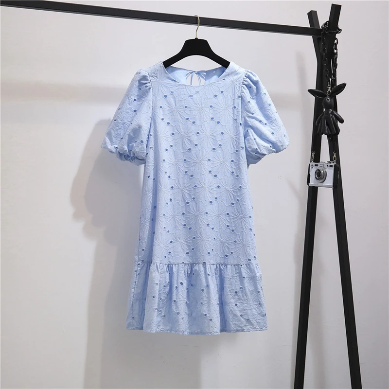 2021 New Women Summer Hollow Out Dress Casual Loose Puff Sleeve Ruffles Office Dress Korean A-line Solid Streetwear Short Dress
2021 New Women Summer Hollow Out Dress Casual Loose Puff Sleeve Ruffles Office Dress Korean A-line Solid Streetwear Short Dress