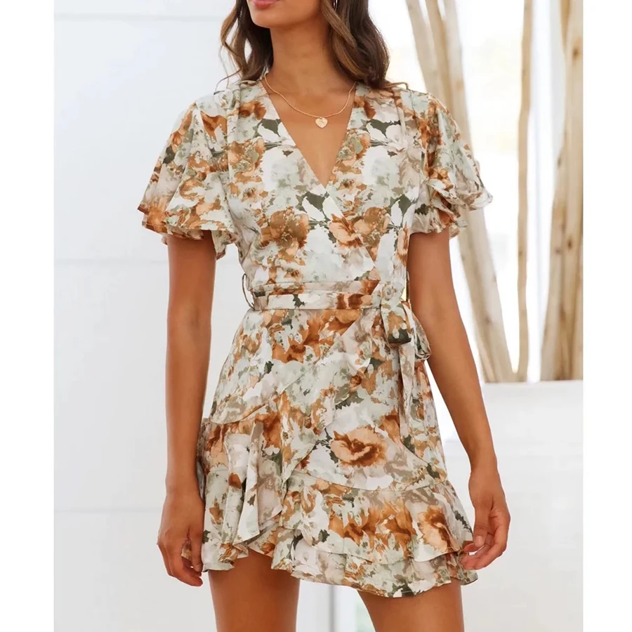 GypsyLady Floral Printed Mini Dress Bow Tie Ruffles Summer Holiday Women Dress V-neck Belted Ladies Woman Party Chic Dress 2022
GypsyLady Floral Printed Mini Dress Bow Tie Ruffles Summer Holiday Women Dress V-neck Belted Ladies Woman Party Chic Dress 2022