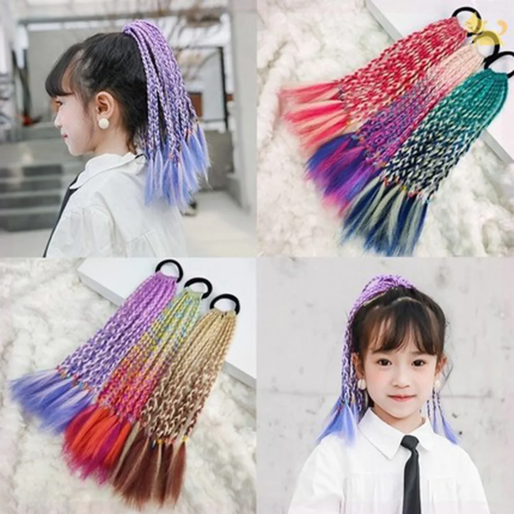 

Ponytail Wig Hair Ring Elastic Hair Band Rubber Thicker Hair Accessories Hair Ropes Kids Twist Headdress Hair Braider For Girls