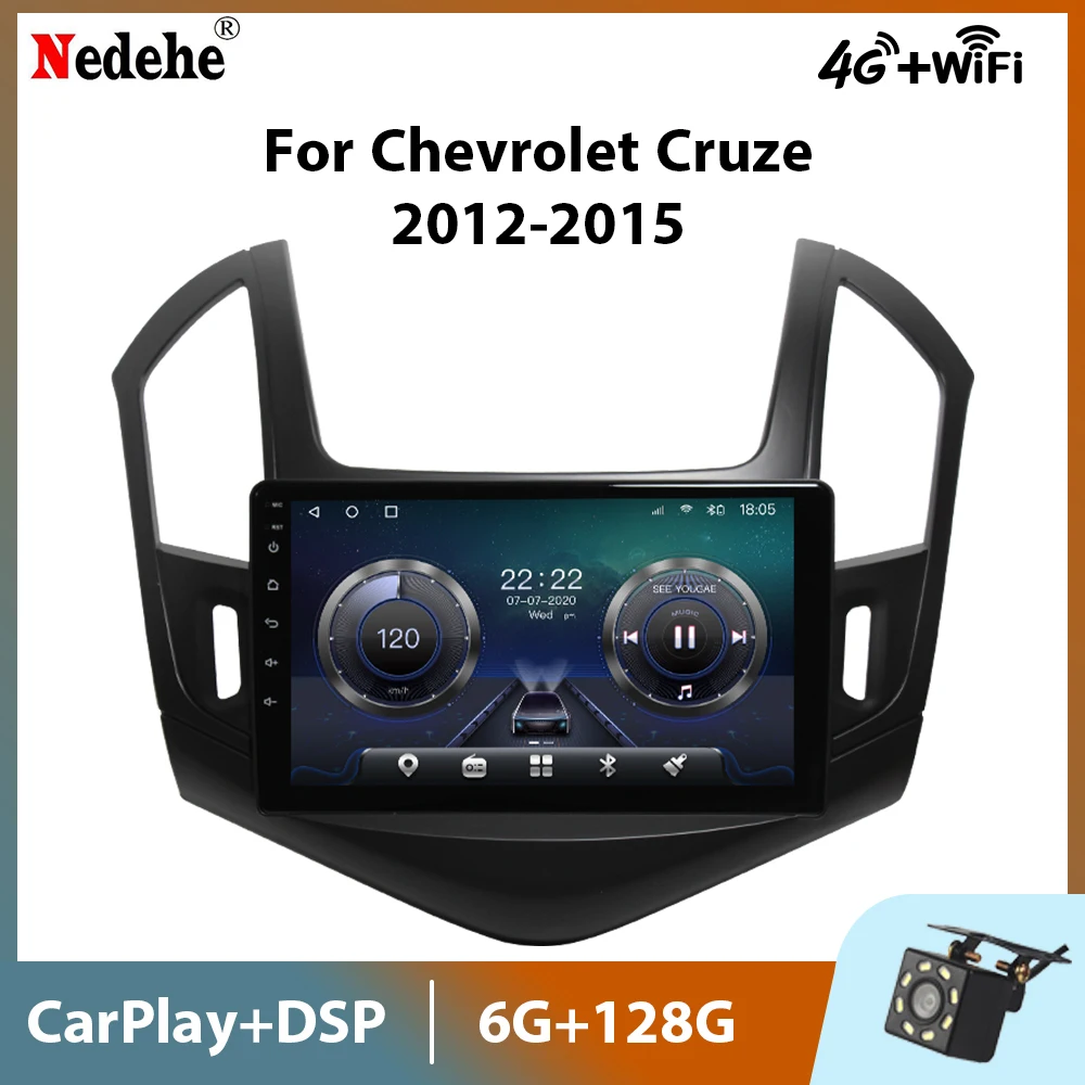 Автомагнитола 2 Din 8 ядер 6 ГБ + 128 Гб Android 11 GPS для Chevrolet Cruze 2012-2015 мультимедийный