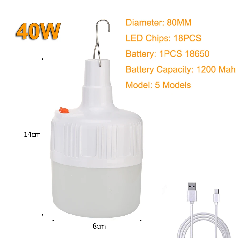 Handheld Spotlight Lantern Flashlight USB Rechargeable LED Camping Tent Light Portable BBQ HikingHanging Light Bulb