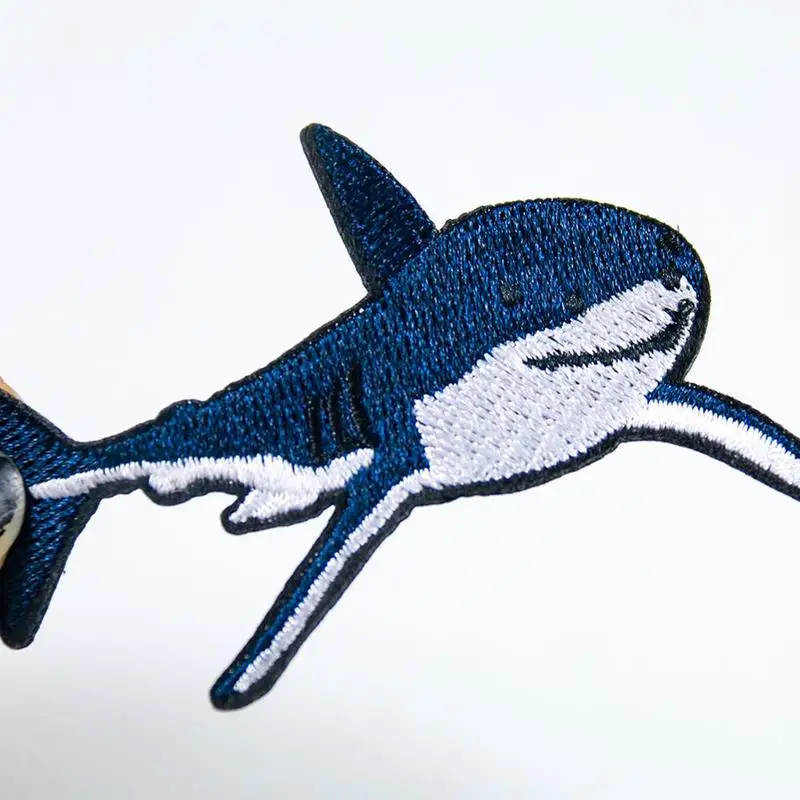 DIY Милая нашивка с мультяшной акулой вышивка аппликация для одежды наклейки