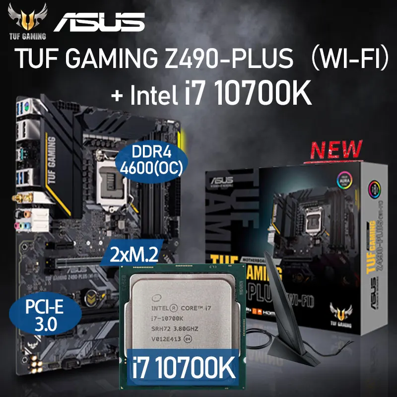 Материнская плата Asus TUF GAMING 1200 (Wi-Fi), Intel Core i7 Z490-PLUS K, комбинированная DDR4, 10700 ГБ, комплект Intel Z490
Материнская плата Asus TUF GAMING 1200 (Wi-Fi), Intel Core i7 Z490-PLUS K, комбинированная DDR4, 10700 ГБ, комплект Intel Z490