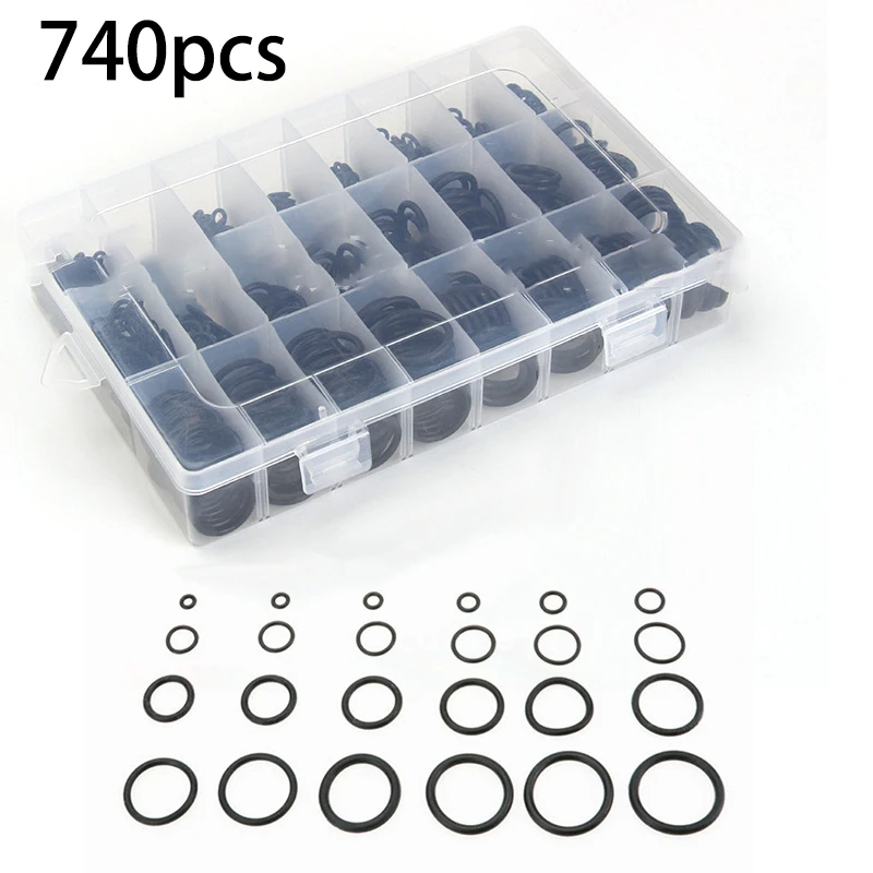 Kit Washers Box Packaged Black Accessory Elements 740pcs Rubber Gasket