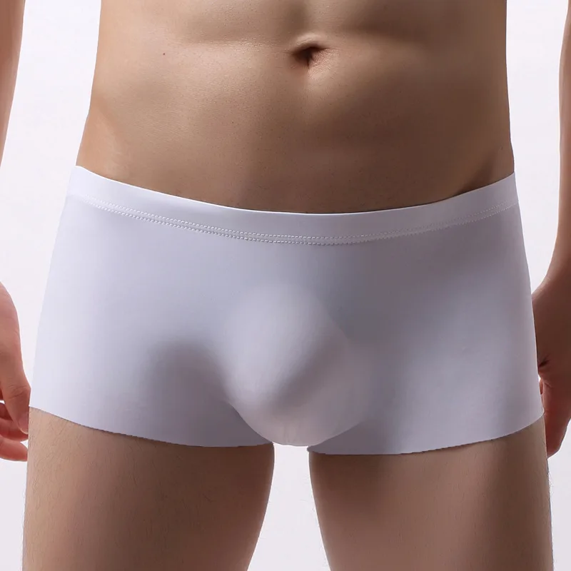 

Ultra-Thin Men Sexy Seamless Underwear Pants Boxershorts Male Mid-Rise Ice Silk Slips Homme Panties Boxer Shorts U Bulge Pouch