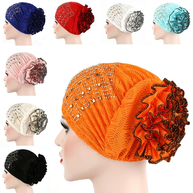 Floral Rhinestone Turban for Women Breathable Stretchy Cancer Chemo Lace Hijab Elastic Headwear Islamic Cover
Floral Rhinestone Turban for Women Breathable Stretchy Cancer Chemo Lace Hijab Elastic Headwear Islamic Cover