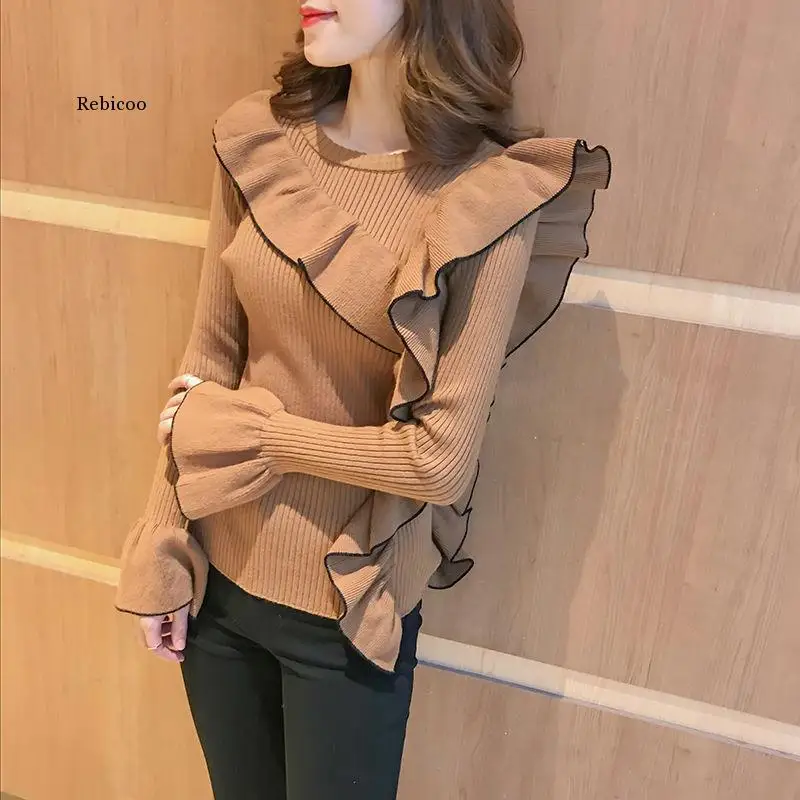 2021 Spring New Coat Sweater Ladies Long-Sleeved Sweet Ruffled Patch Knitted Pullover Korean Fashion Pull Snake Pattern
2021 Spring New Coat Sweater Ladies Long-Sleeved Sweet Ruffled Patch Knitted Pullover Korean Fashion Pull Snake Pattern