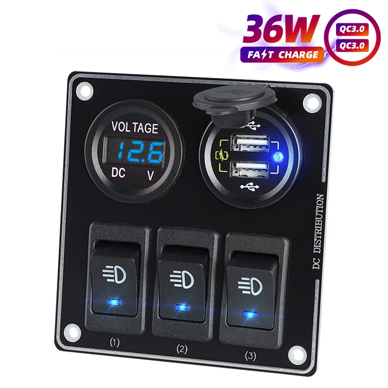 Voltmeter 12V And Switch QC 3.0 Dual Port Fast Usb Car Charger 12V Cigarette Lighter Socket In The Car Waterproof Adapter Plug
Voltmeter 12V And Switch QC 3.0 Dual Port Fast Usb Car Charger 12V Cigarette Lighter Socket In The Car Waterproof Adapter Plug