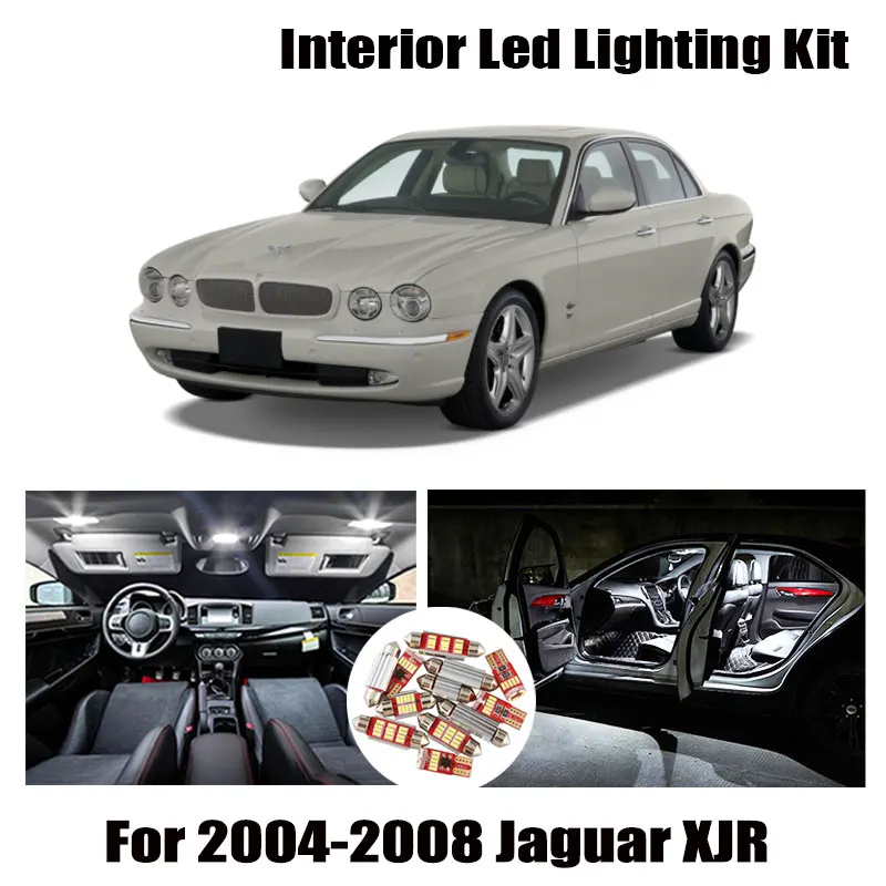 

16pcs White Canbus LED Interior Light Courtesy Bulbs Kit Fit For 2004 2005 2006 2007 2008 Jaguar XJR Map Dome License Lamp