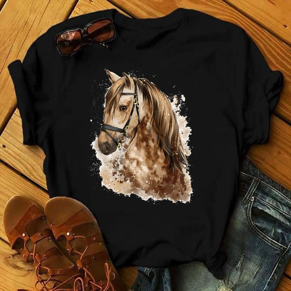 ZOGANKIN Watercolor Horse Print Women tshirt Funny Casual O Neck Female Tshirt Animal Black T shirts short sleeve Tee Tops
ZOGANKIN Watercolor Horse Print Women tshirt Funny Casual O Neck Female Tshirt Animal Black T shirts short sleeve Tee Tops