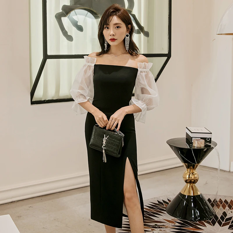 YIGELILA Autumn Patchwork Dress Slash neck Flare Seelves Elegant Dress Sheath Mid-calf Dinner Party Dress 65232
YIGELILA Autumn Patchwork Dress Slash neck Flare Seelves Elegant Dress Sheath Mid-calf Dinner Party Dress 65232