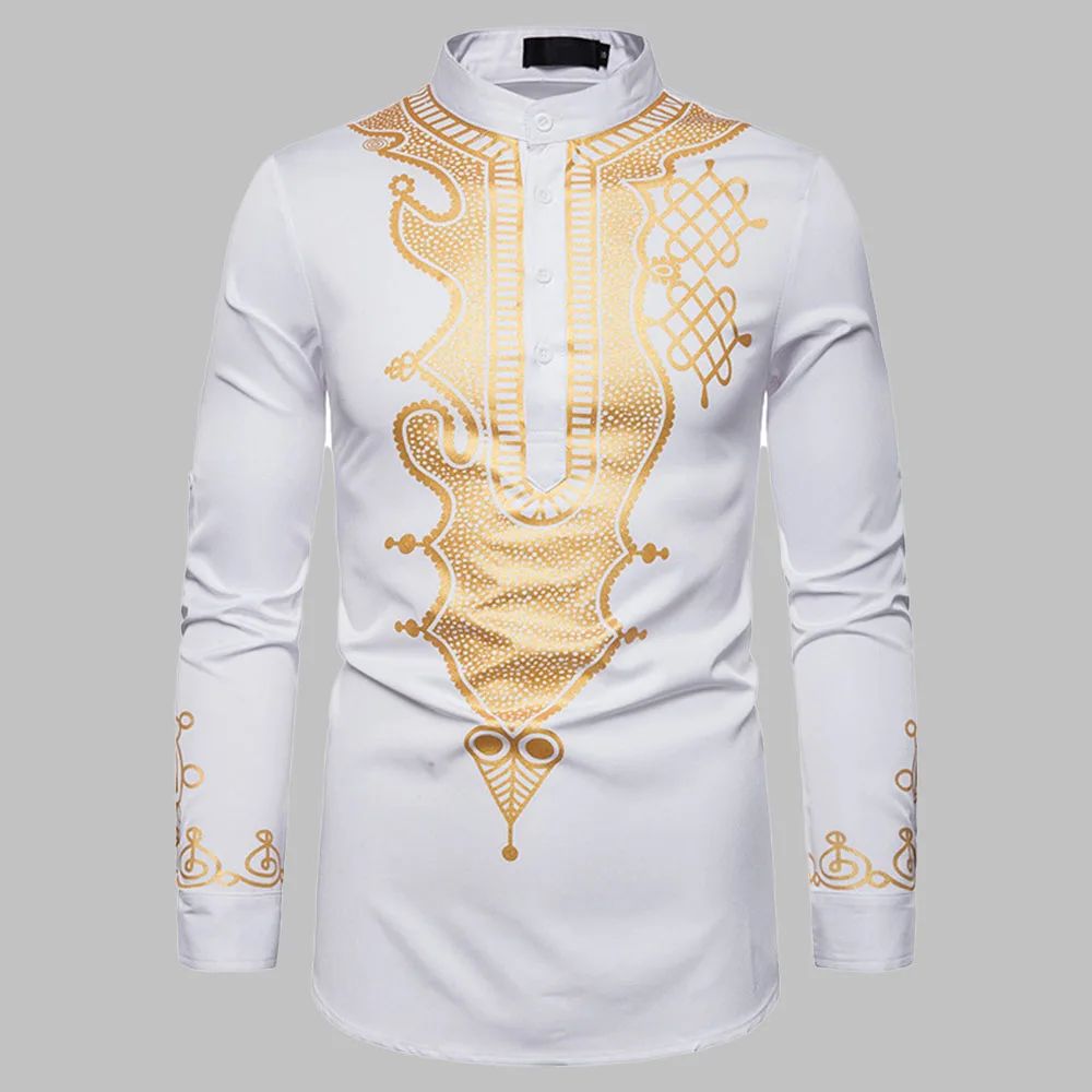2021 New Men's Casual Fashion Bronzing Shirt Totem Printing Long Muslim Solid Color Stand-up Collar Long Sleeve
2021 New Men's Casual Fashion Bronzing Shirt Totem Printing Long Muslim Solid Color Stand-up Collar Long Sleeve