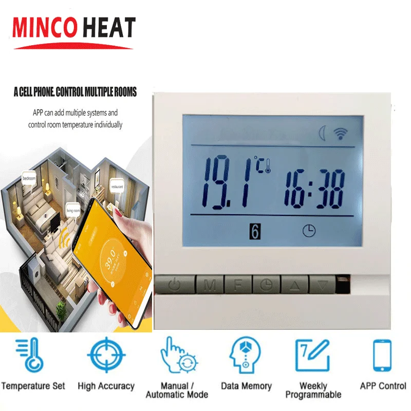Tuya Smart Home Intelligent Room Wifi Thermostat Remote Controller Temperature Smart Thermostat Alexa Google Home 95~240V AC
Tuya Smart Home Intelligent Room Wifi Thermostat Remote Controller Temperature Smart Thermostat Alexa Google Home 95~240V AC
