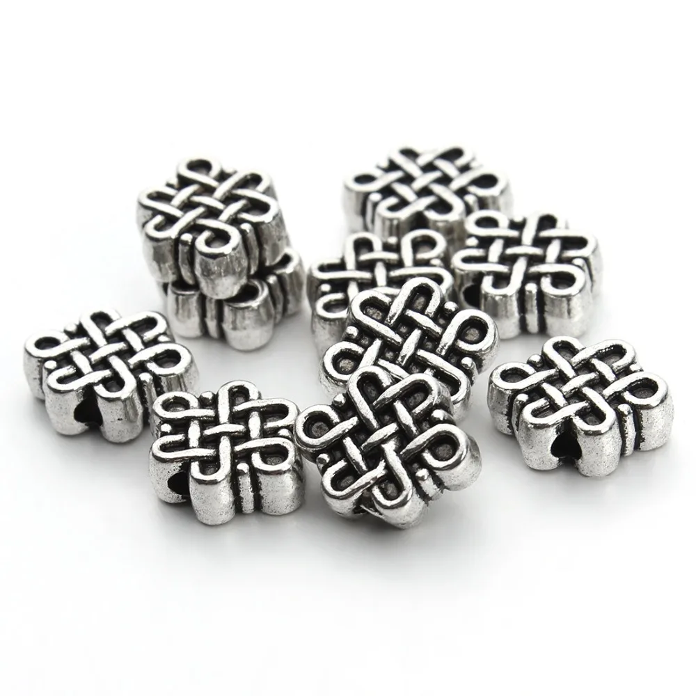 50pcs/lot 11x9mm Antique Gold/Silver Chinese Knot Metal Tibetan Spacer Beads Fit DIY Bracelets Jewelry Making Findings
50pcs/lot 11x9mm Antique Gold/Silver Chinese Knot Metal Tibetan Spacer Beads Fit DIY Bracelets Jewelry Making Findings