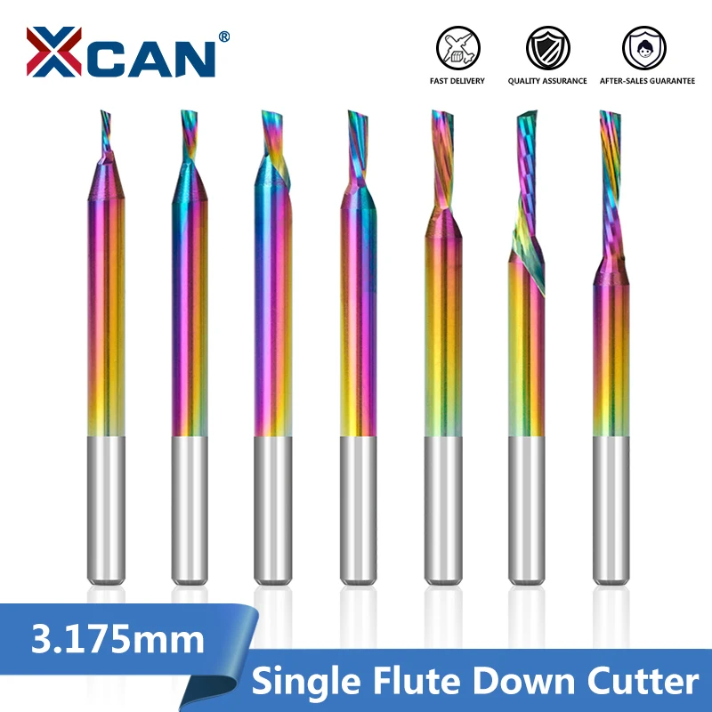 XCAN End Mill Down Cutter 1/8"Shank Single Flute Carbide Endmill CNC Machine Milling Cutter Engraving Router Bit Milling Tool
XCAN End Mill Down Cutter 1/8"Shank Single Flute Carbide Endmill CNC Machine Milling Cutter Engraving Router Bit Milling Tool