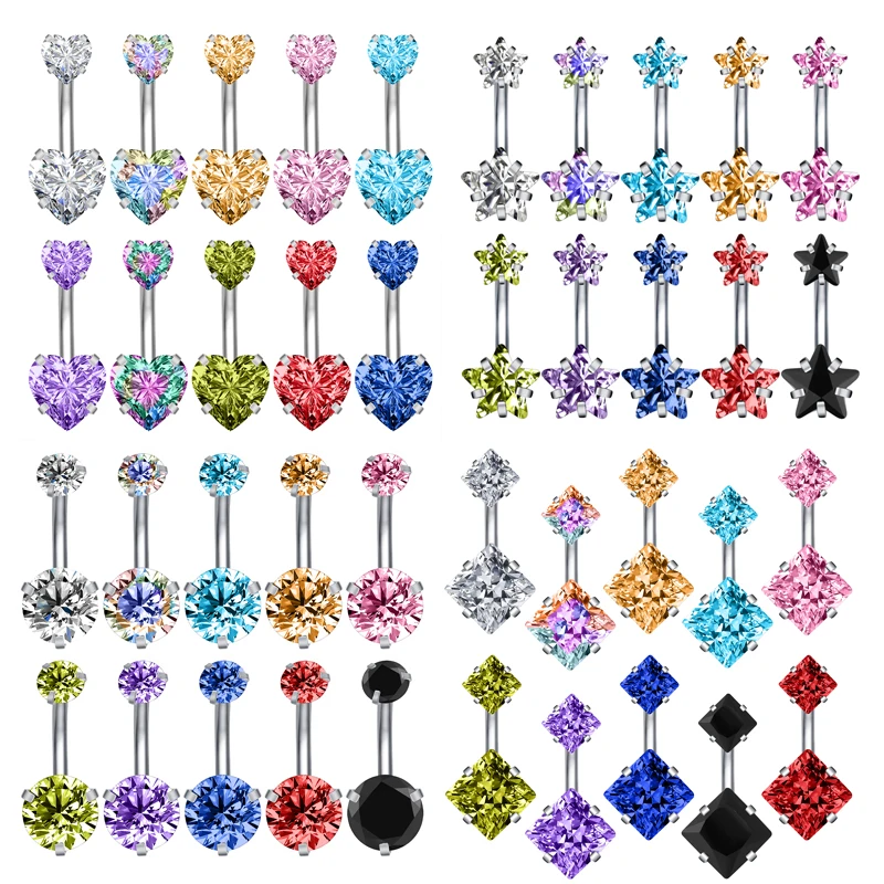 Sexy Navel Piercing 14g stainless steel Belly button rings Round Cubic Zirconia Ombligo piercings for woman belly Bar Barbell
Sexy Navel Piercing 14g stainless steel Belly button rings Round Cubic Zirconia Ombligo piercings for woman belly Bar Barbell