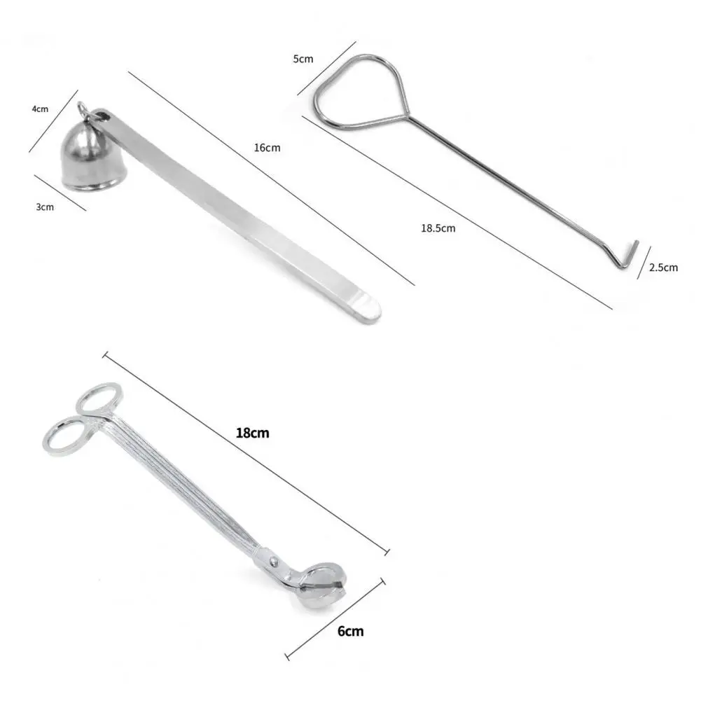 3Pcs/Set Candle Cutter Eco-friendly Corrosion Resistant Silver Color Extinguish Wicks Trimmer Set for Home 
3Pcs/Set Candle Cutter Eco-friendly Corrosion Resistant Silver Color Extinguish Wicks Trimmer Set for Home