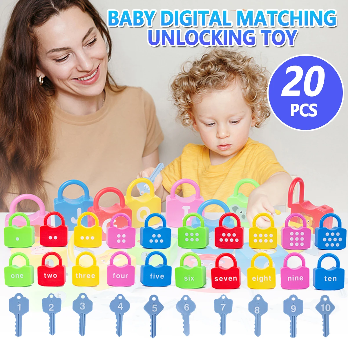 10Pcs/Set Wooden Unlock Key Toys Kids Learning Locks Toy with Keys 123 Dots Numbers Toys Digital Unlock Toys Matching Counting
10Pcs/Set Wooden Unlock Key Toys Kids Learning Locks Toy with Keys 123 Dots Numbers Toys Digital Unlock Toys Matching Counting