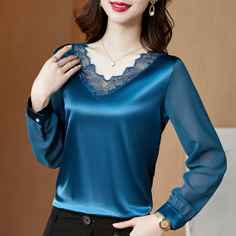 Spring/Autumn Korean Fashion Silk Women Blouses Satin Mesh Long Sleeve Shirt Office Lady Blusas Plus Size XXXL/5XL Womens Tops
Spring/Autumn Korean Fashion Silk Women Blouses Satin Mesh Long Sleeve Shirt Office Lady Blusas Plus Size XXXL/5XL Womens Tops