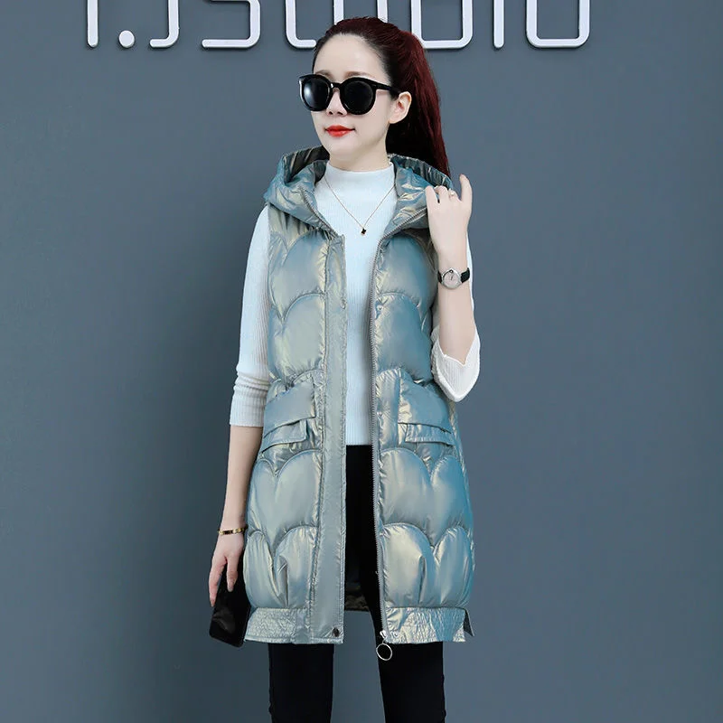 Women's fashion vest with shiny Hoodie medium cotton jacket Korean fashion sleeveless warm clothes
Women's fashion vest with shiny Hoodie medium cotton jacket Korean fashion sleeveless warm clothes