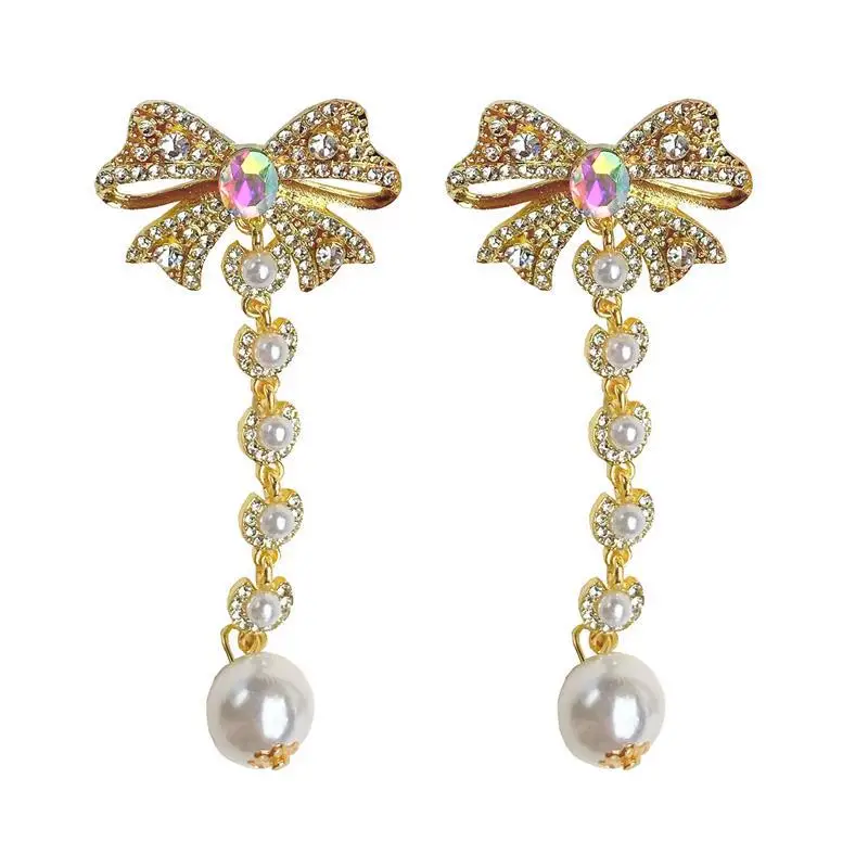 2021 New Luxury Rhinestone Bowknot Earrings Sweet Long Pearl Pendant Earrings Wedding Banquet Earrings Jewelry for women
2021 New Luxury Rhinestone Bowknot Earrings Sweet Long Pearl Pendant Earrings Wedding Banquet Earrings Jewelry for women
