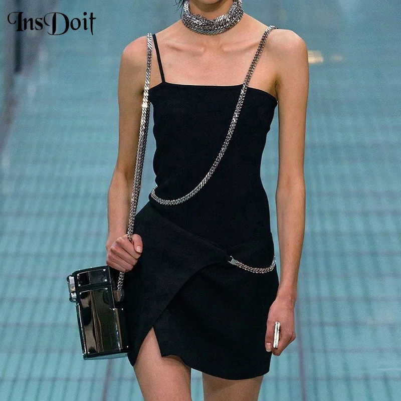 InsDoit Gothic Black Summer Mini Dress Women Harajuku Streetwear Sexy Chain Patchwork High Waist Dress Punk Elegant Party Dress
InsDoit Gothic Black Summer Mini Dress Women Harajuku Streetwear Sexy Chain Patchwork High Waist Dress Punk Elegant Party Dress