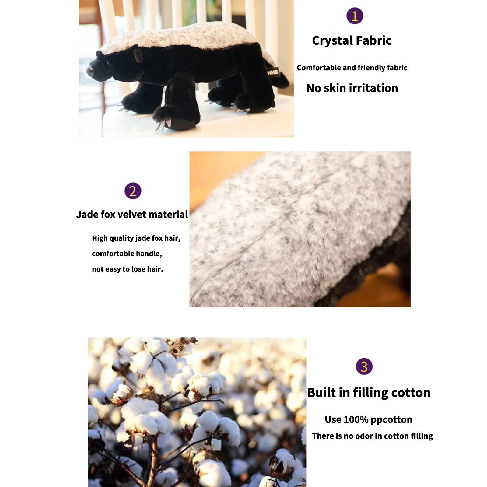 Black Kawaii Cute Cartoon Animal Skunk Doll Simulation Animal Rag Doll Children Toys Sleeping Pillow gift Children Companion
Black Kawaii Cute Cartoon Animal Skunk Doll Simulation Animal Rag Doll Children Toys Sleeping Pillow gift Children Companion