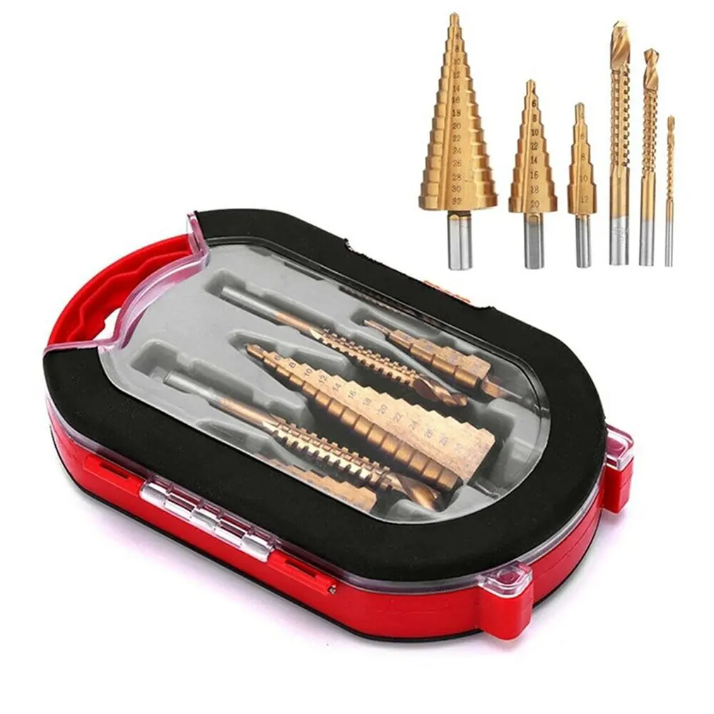 New 6-piece Set Of High-speed Steel Pagoda Drill Woodworking Grooving Serrated Drill Step Drill Saw Drill Set
New 6-piece Set Of High-speed Steel Pagoda Drill Woodworking Grooving Serrated Drill Step Drill Saw Drill Set