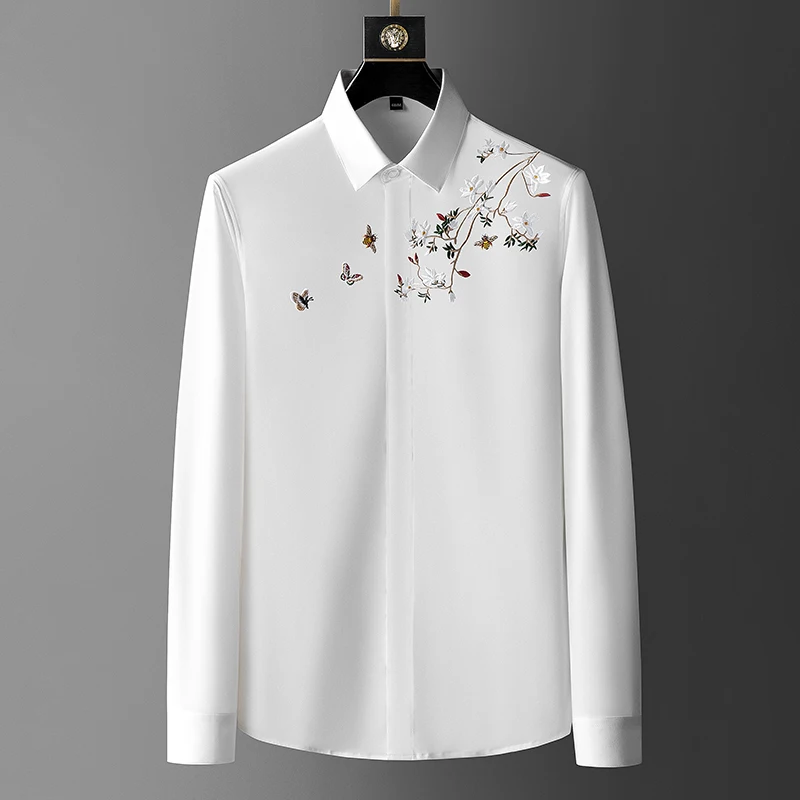 Brand Embroidery Men's Shirt 2021 Autumn Long Sleeve Casual Business Dress Shirt Slim Streetwear Social Tuxedo Men Clothing
Brand Embroidery Men's Shirt 2021 Autumn Long Sleeve Casual Business Dress Shirt Slim Streetwear Social Tuxedo Men Clothing