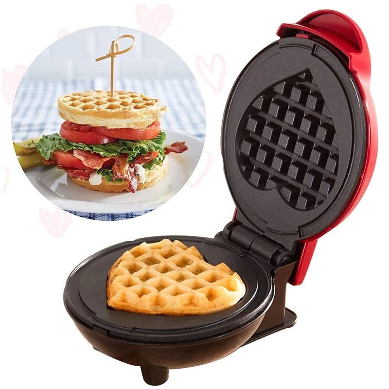 

Round Mini Electric Waffle Maker Red Bubble Egg Cake Oven Breakfast Waffle Eggette Machine Paninis Mini Waffle Pot